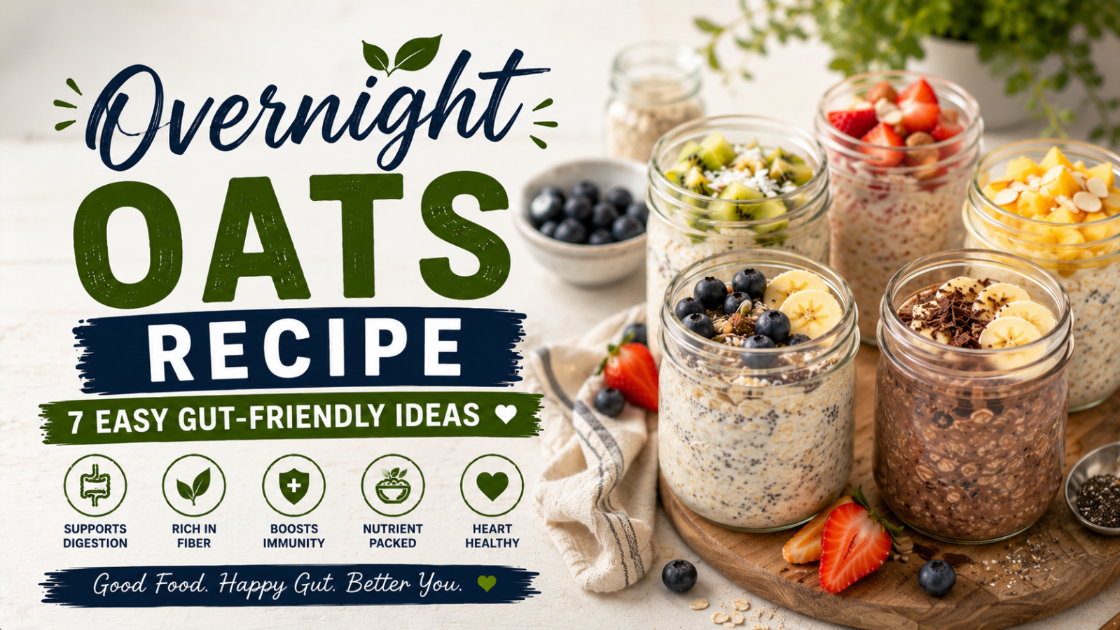 Overnight Oats Recipe: 7 Easy Gut-Friendly Ideas