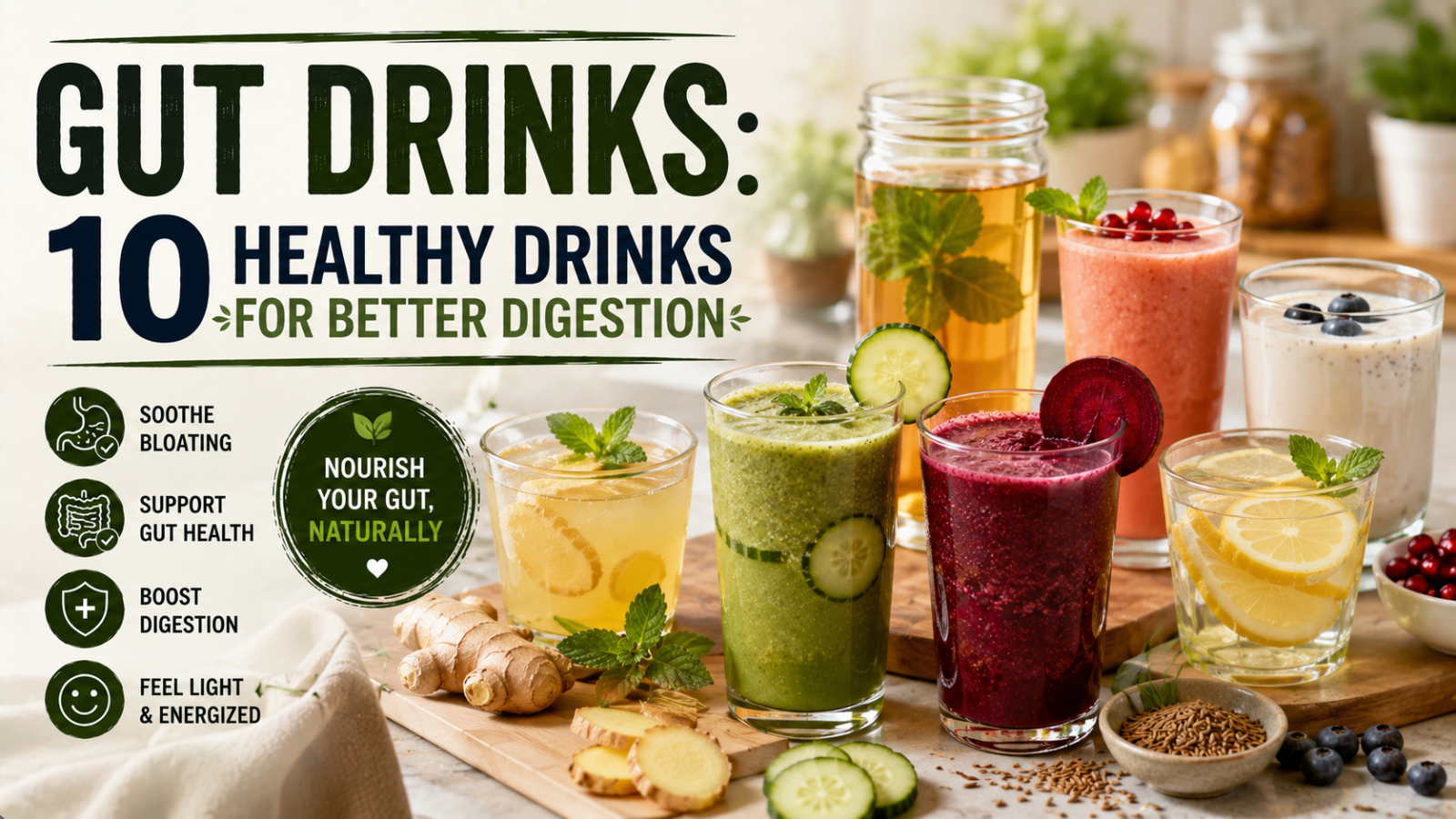Gut Drinks: 10 Healthy Drinks for Better Digestion