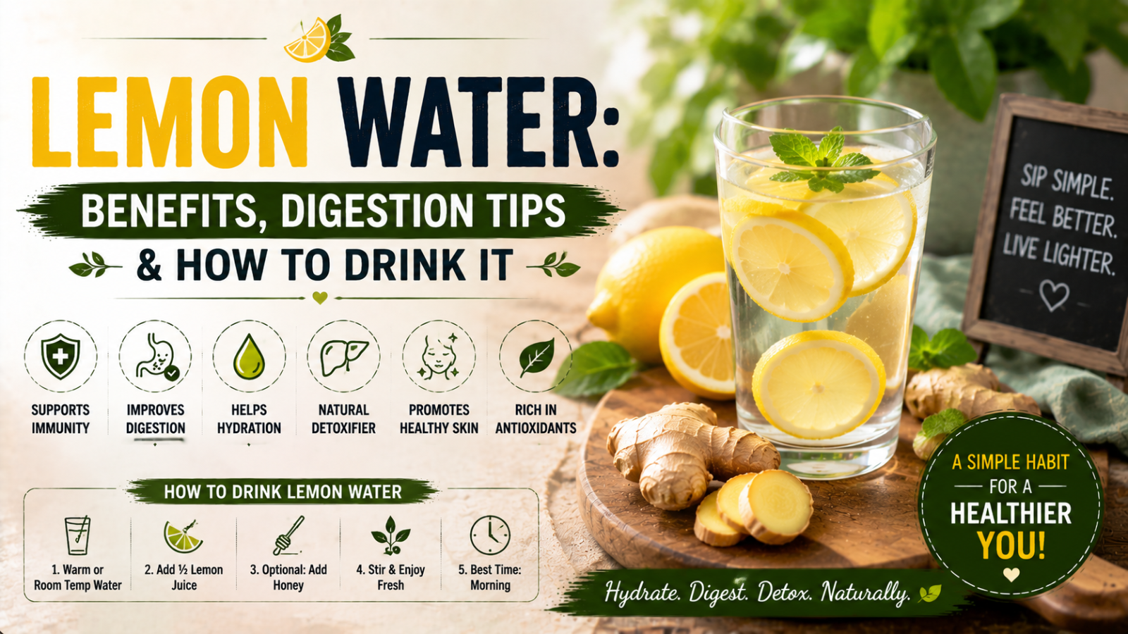 Lemon Water: Benefits, Digestion Tips & How to Drink It