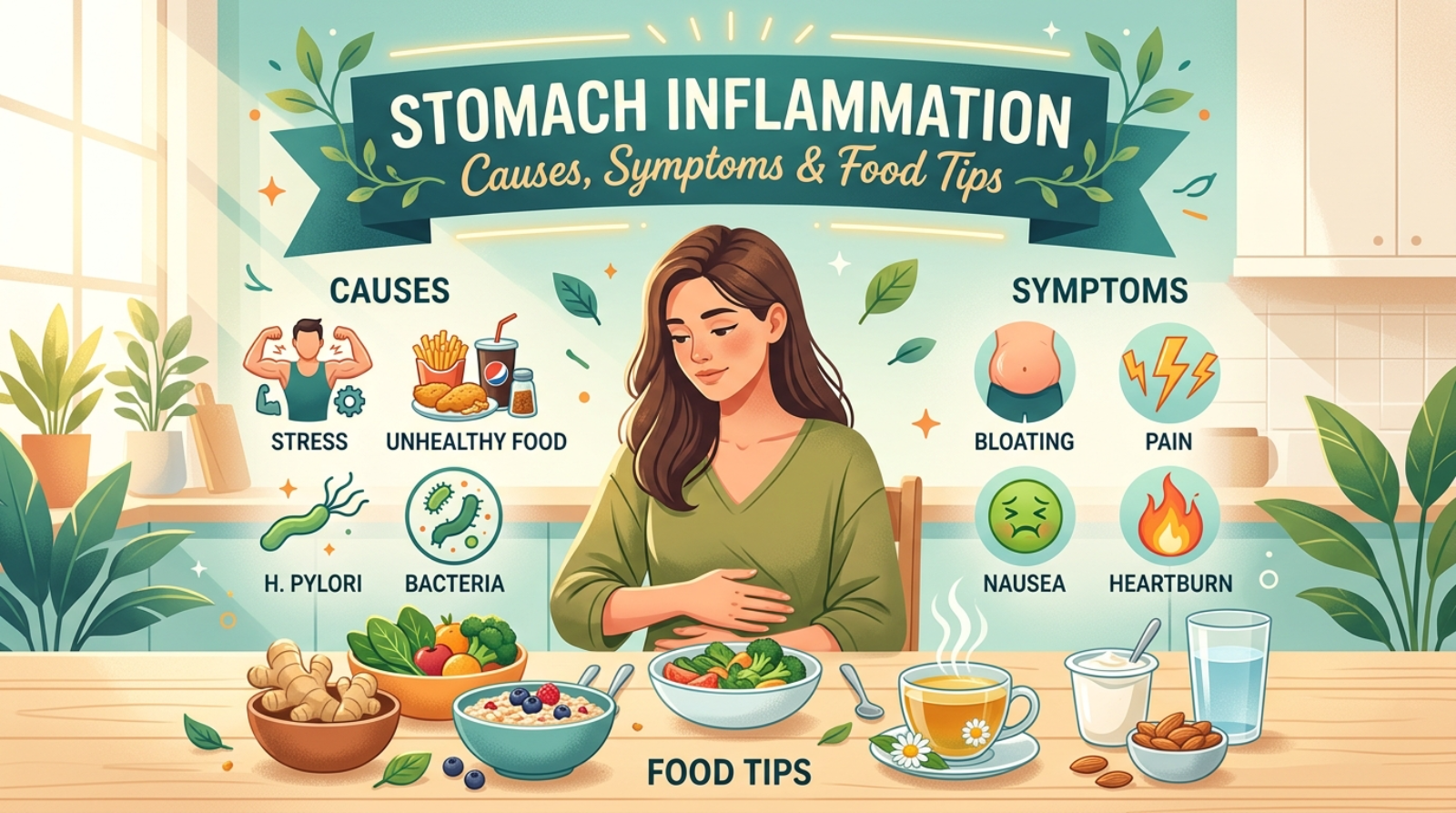 Stomach Inflammation: Causes, Symptoms & Food Tips