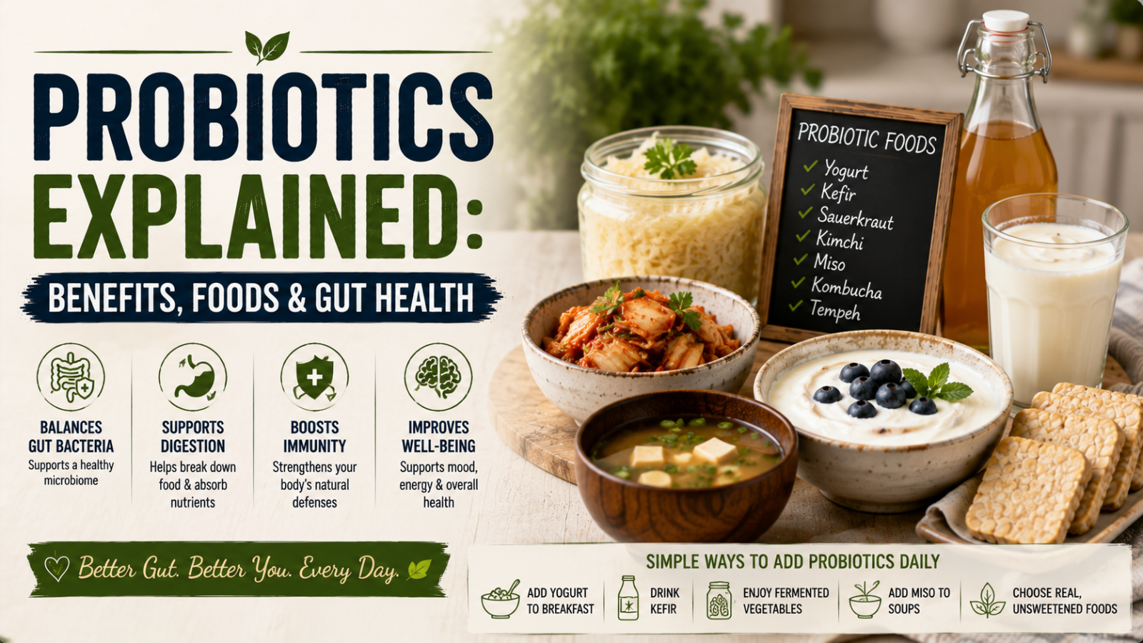 Probiotics Explained: Benefits, Foods & Gut Health